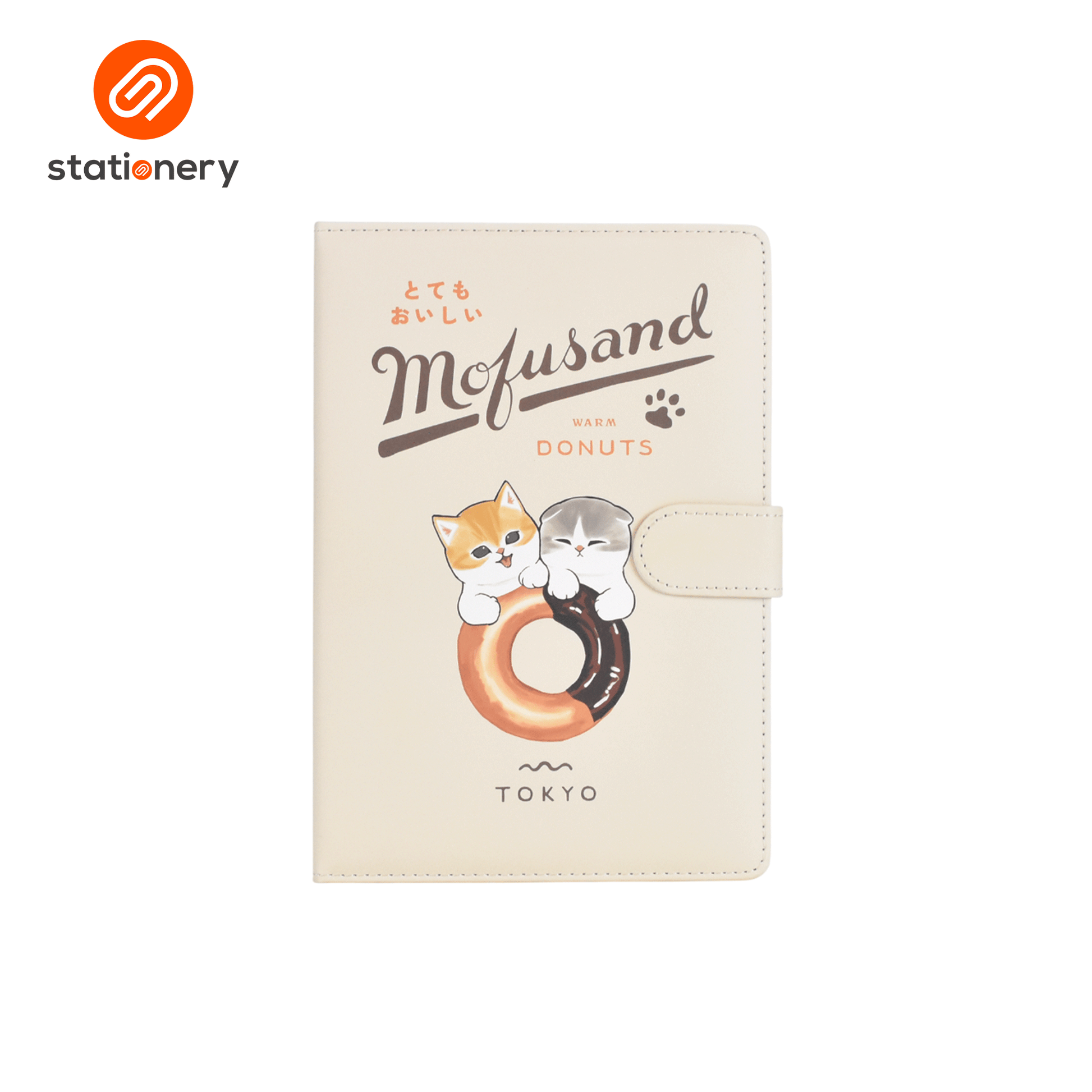 Mofusand Coffee & Donuts PU Hard Cover Ruled A5 Notebook with Magnetic Closure - Pink-5