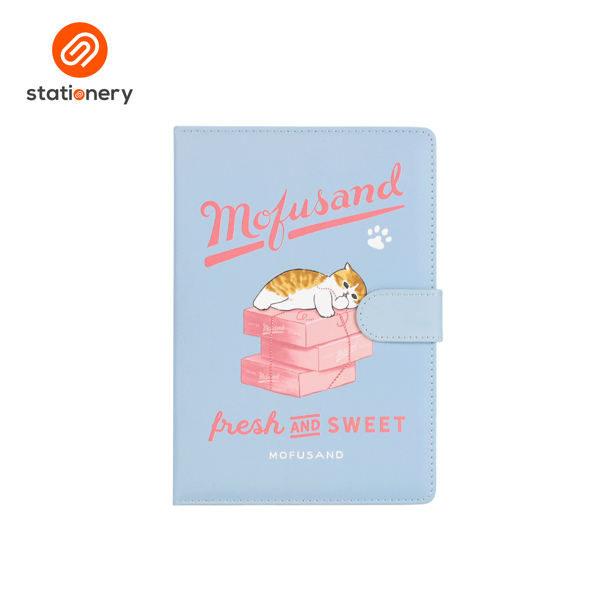 Mofusand Coffee & Donuts PU Hard Cover Ruled A5 Notebook with Magnetic Closure - Pink-zoom-7