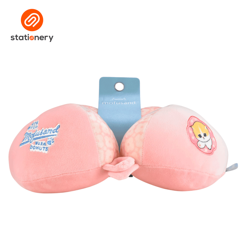 Mofusand Coffee & Donuts Structured Neck Pillow - Pink-zoom-