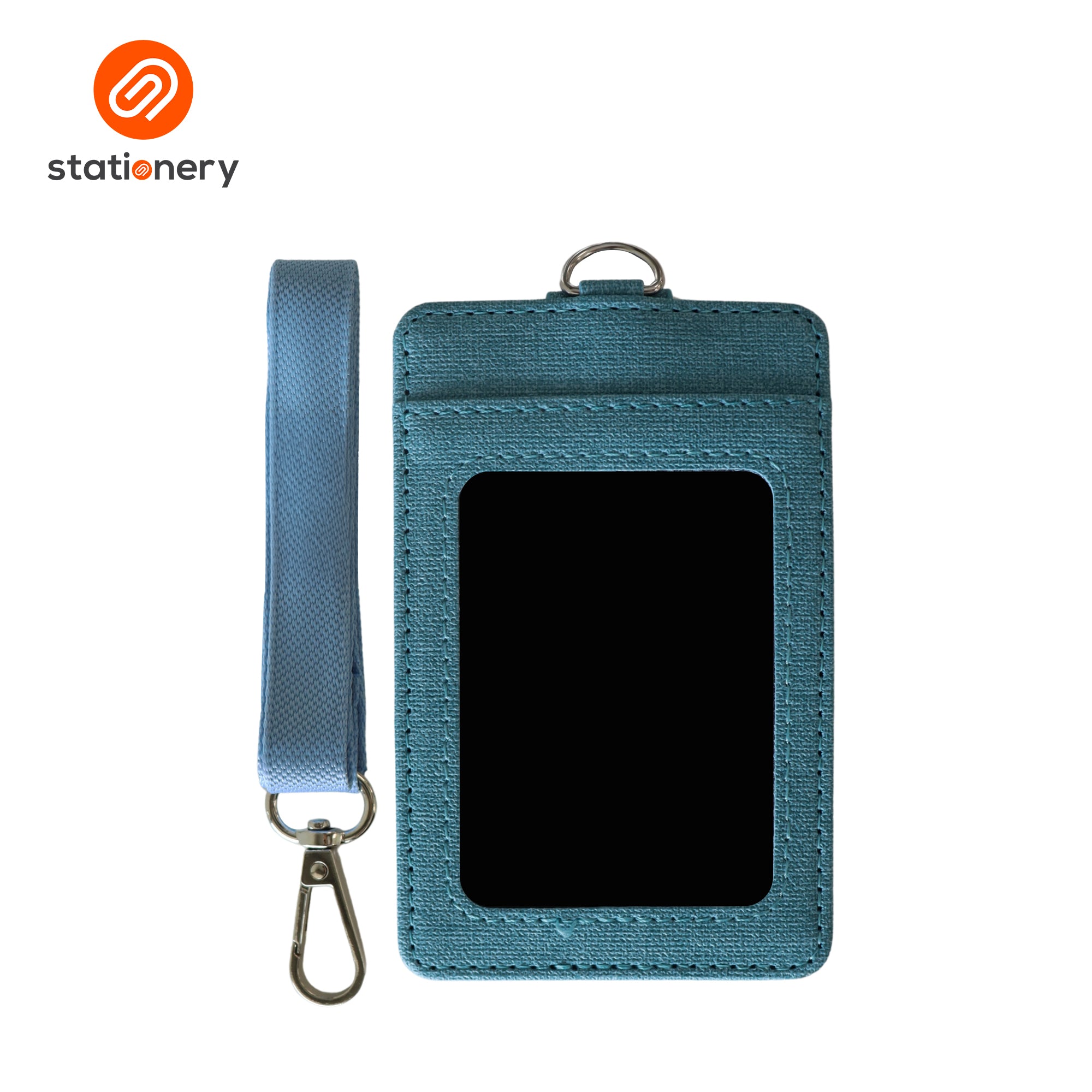 Leatherette Woven ID Case with Card Pocket & Lanyard-zoom-2