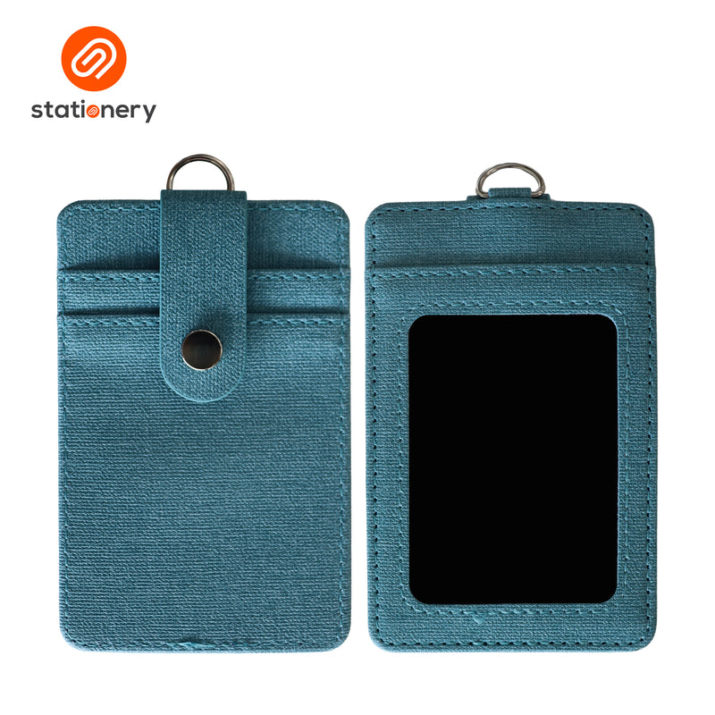 Leatherette Woven ID Case with Card Pocket & Lanyard-zoom-