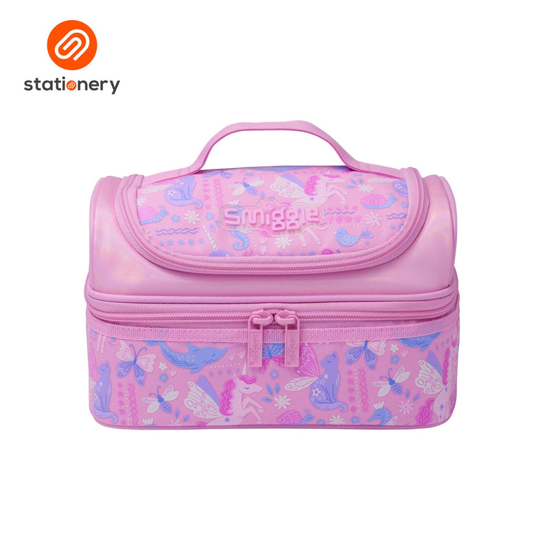 Smiggle Realm Double Decker Lunchbox - Pink-zoom-