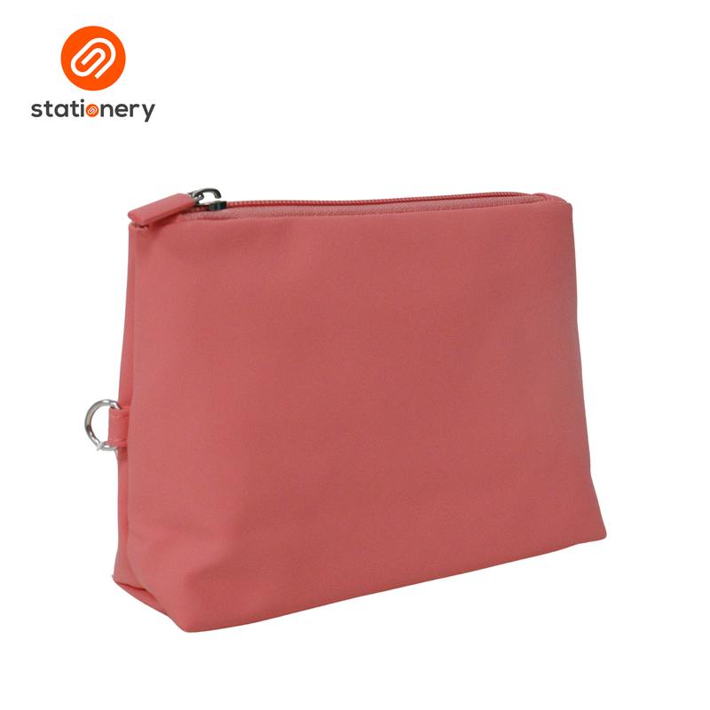 Triangular Leatherette Zipper Pouch-zoom-