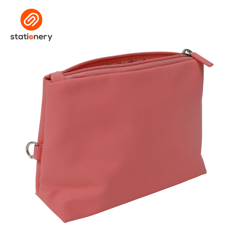 Triangular Leatherette Zipper Pouch-zoom-