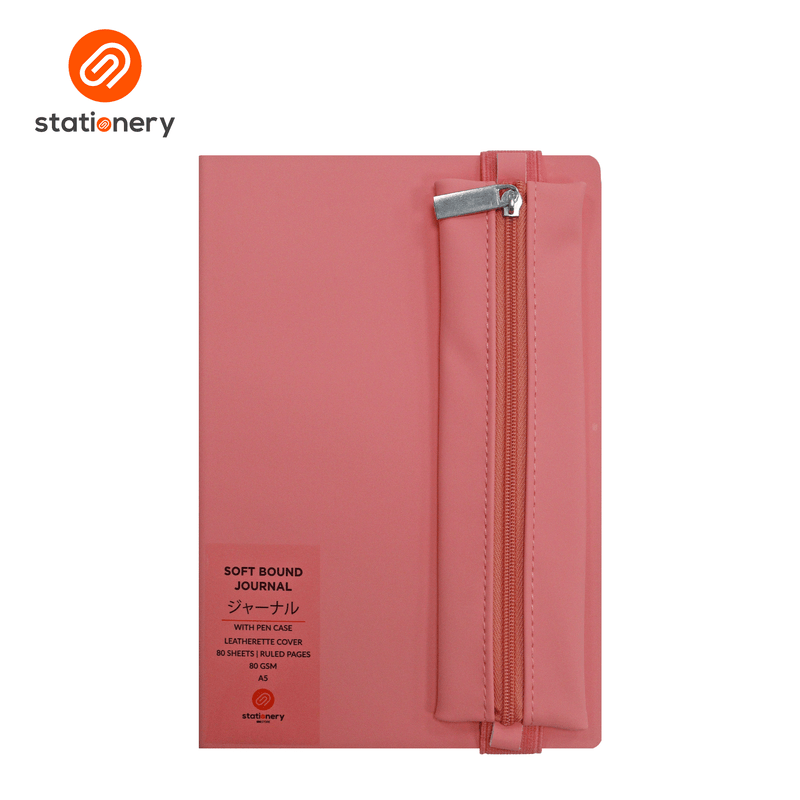Soft Bound A5 Leatherette Journal with Detachable Pen Case-zoom-