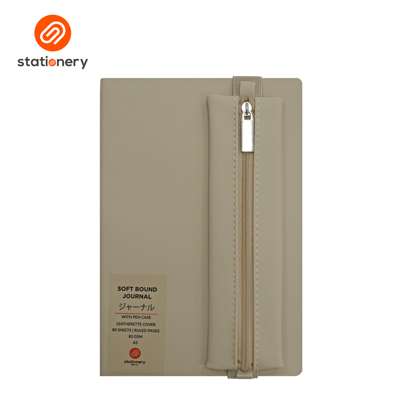 Soft Bound A5 Leatherette Journal with Detachable Pen Case-zoom-