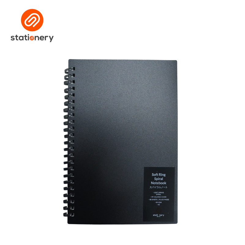 Soft Ring Spiral Notebook A5 80 Sheets Ruled - PP Cover-zoom-