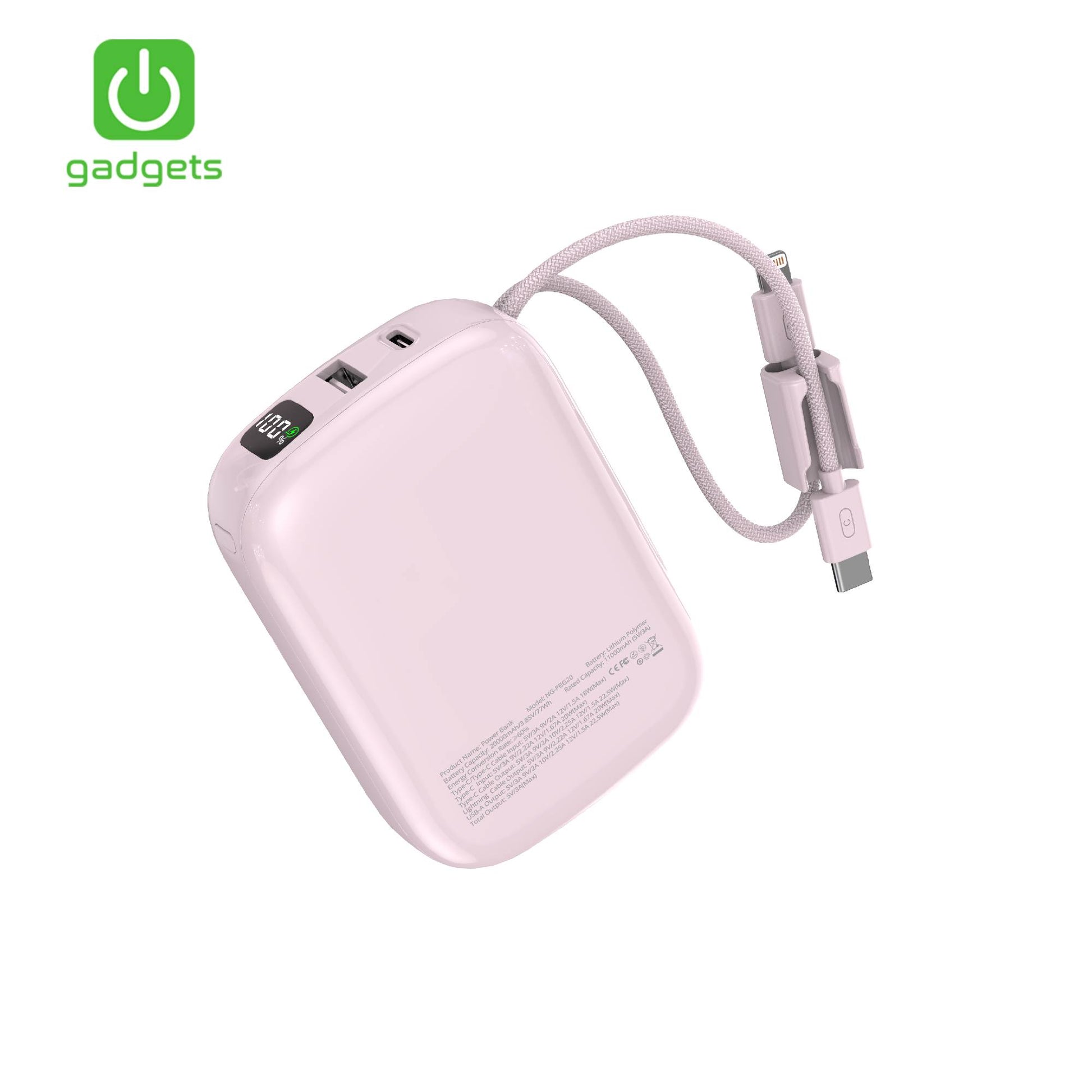 Glossy Powerbank 20000mAh with Cables-6