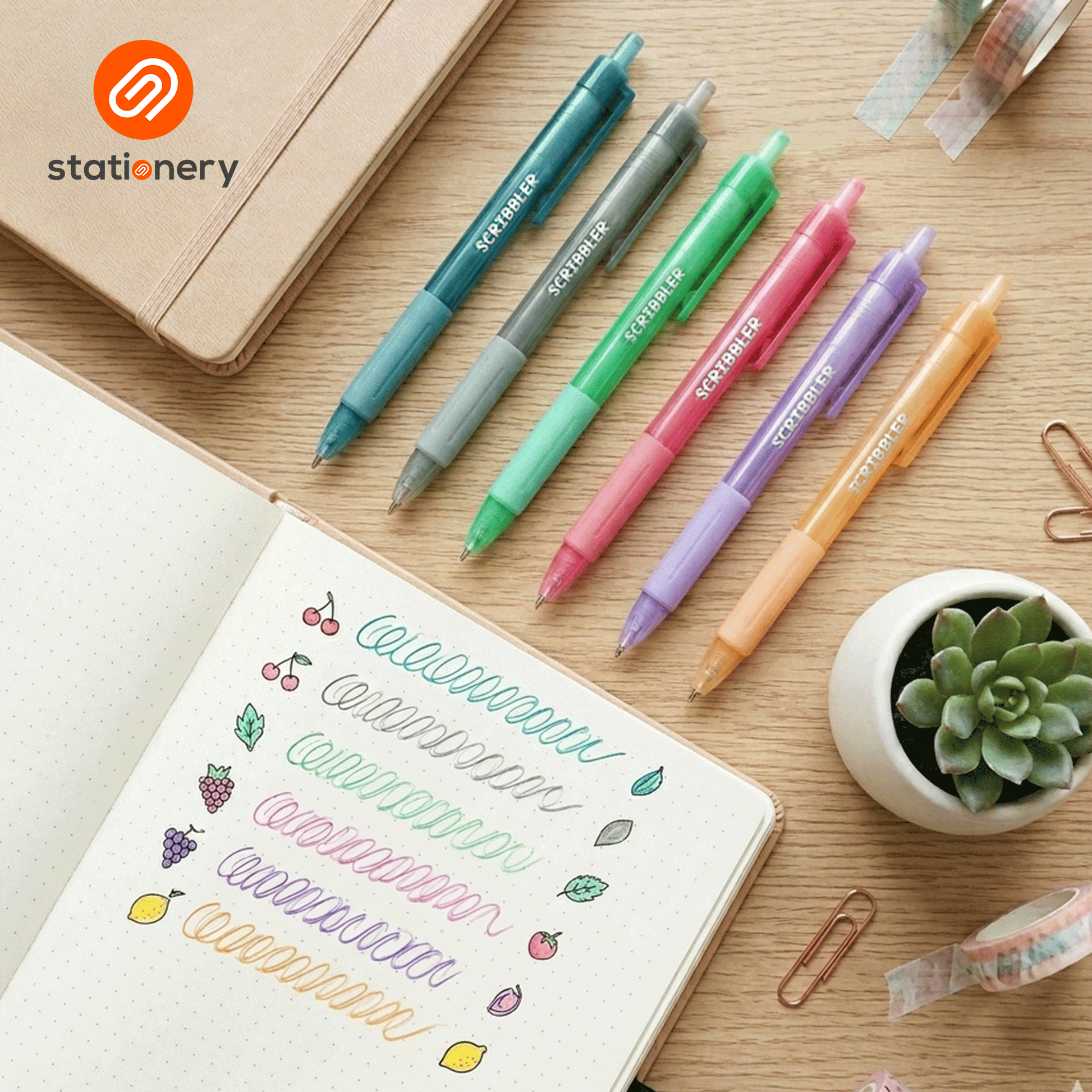 Scribbler Pastel Scented Gel Pens - 6 Colors Set-3