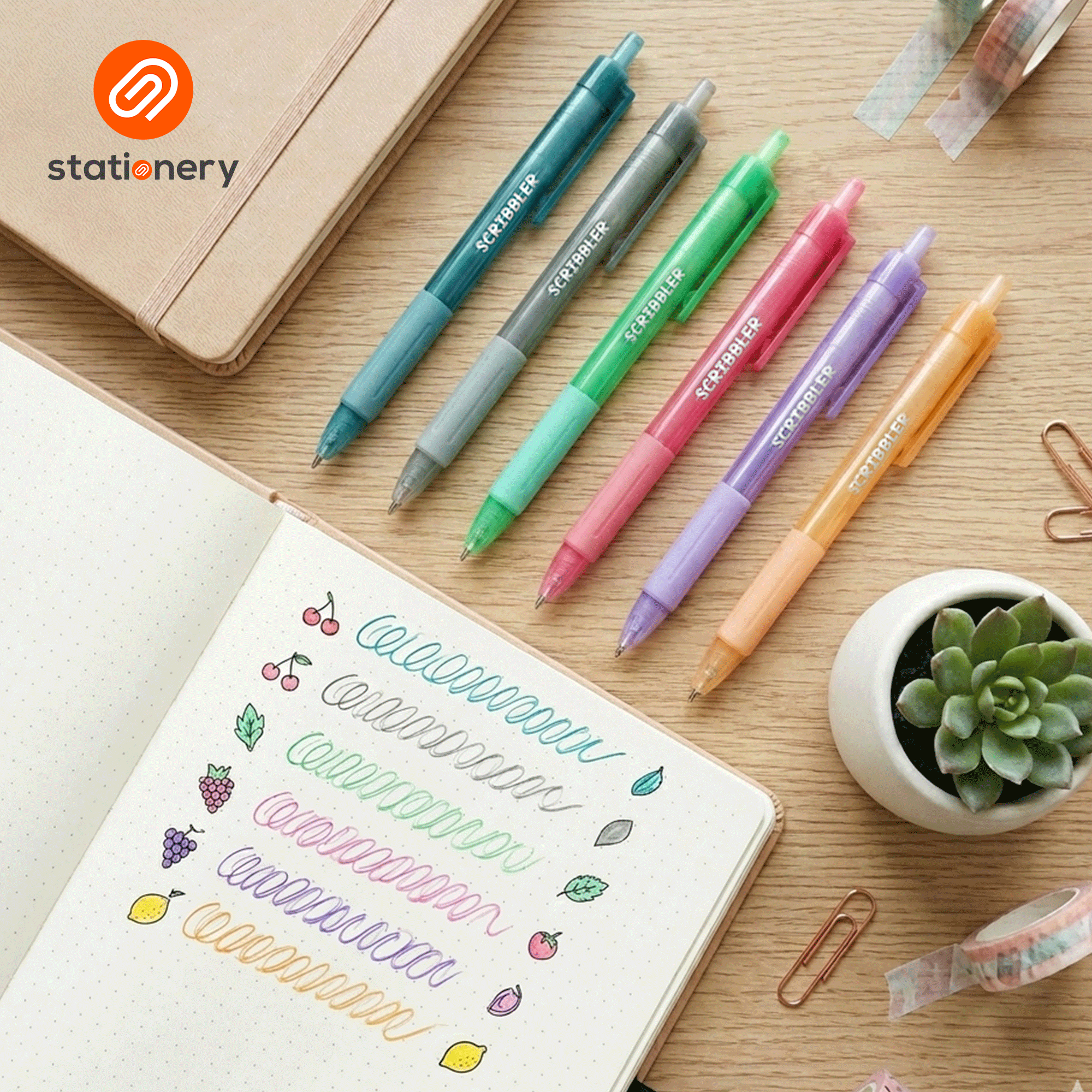 Scribbler Pastel Scented Gel Pens - 6 Colors Set-zoom-3