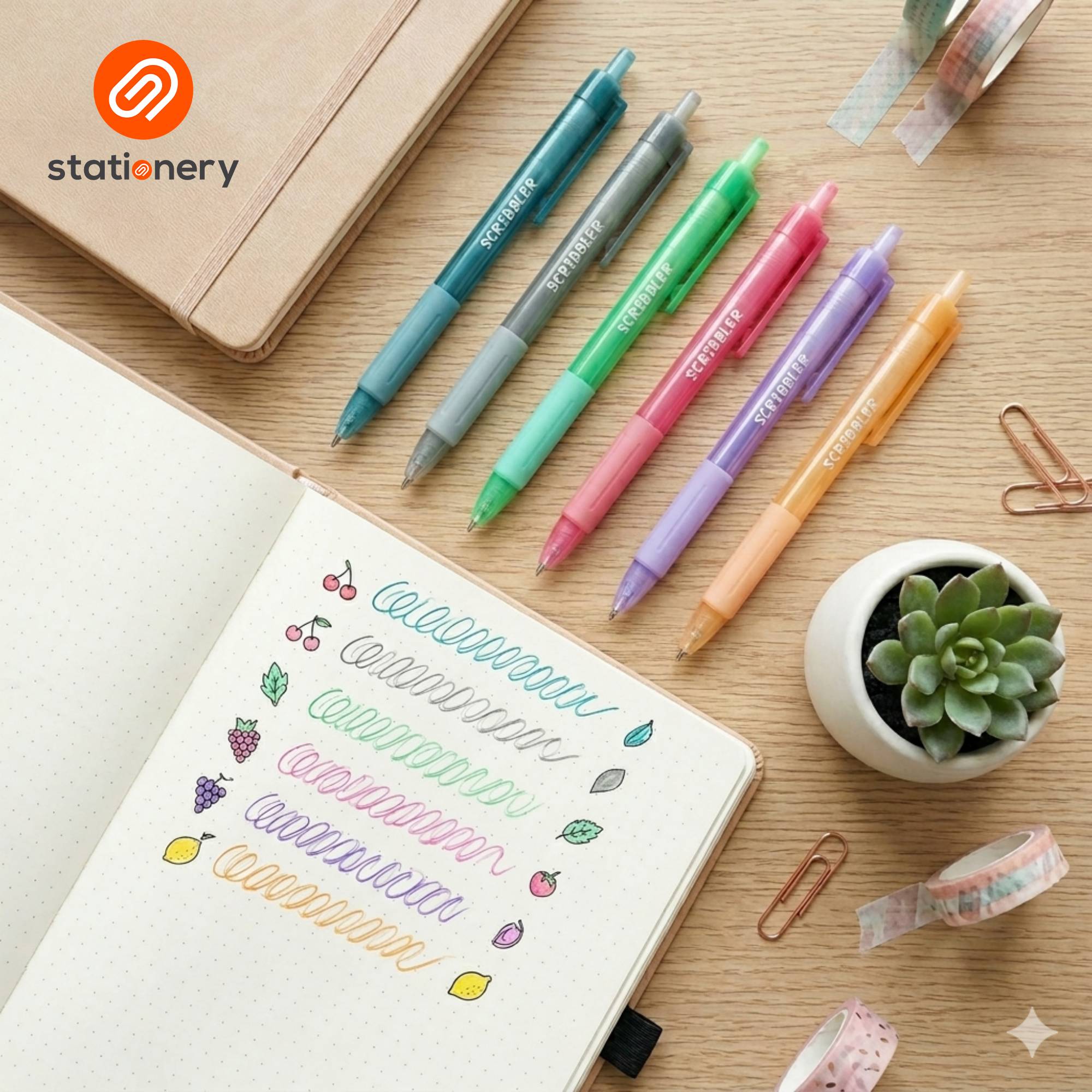 Scribbler Pastel Scented Gel Pens - 6 Colors Set-zoom-1