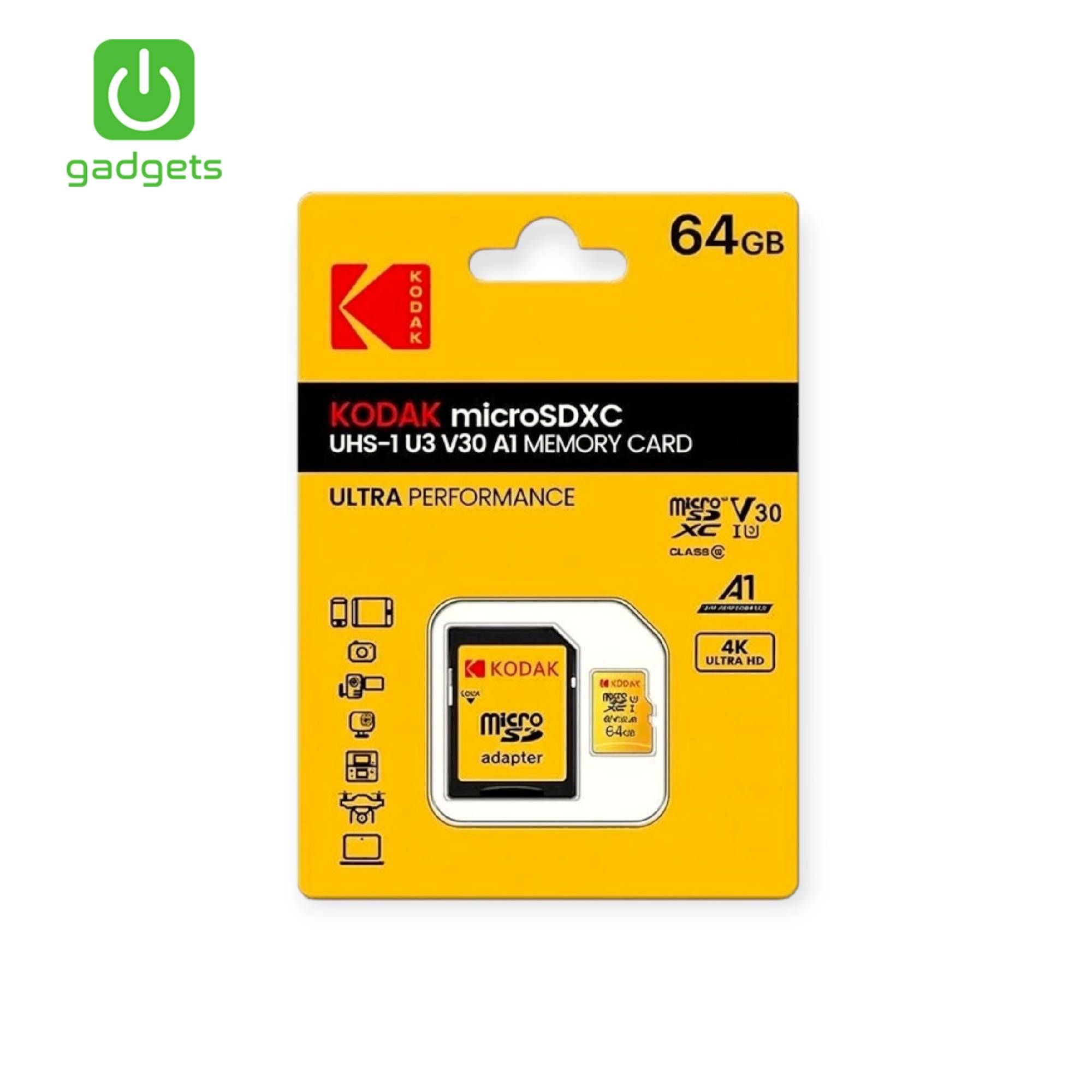 SSP-10101018:10101018a_KODAK_MSD_64GB_UHS-I_U3V30A1_CARD_W_ADAPTER.jpg