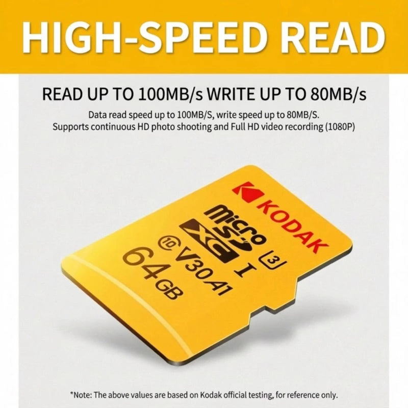 Kodak MicroSD UHS-I U3 V30 A1 Memory Card (64GB) with Adapter-zoom-