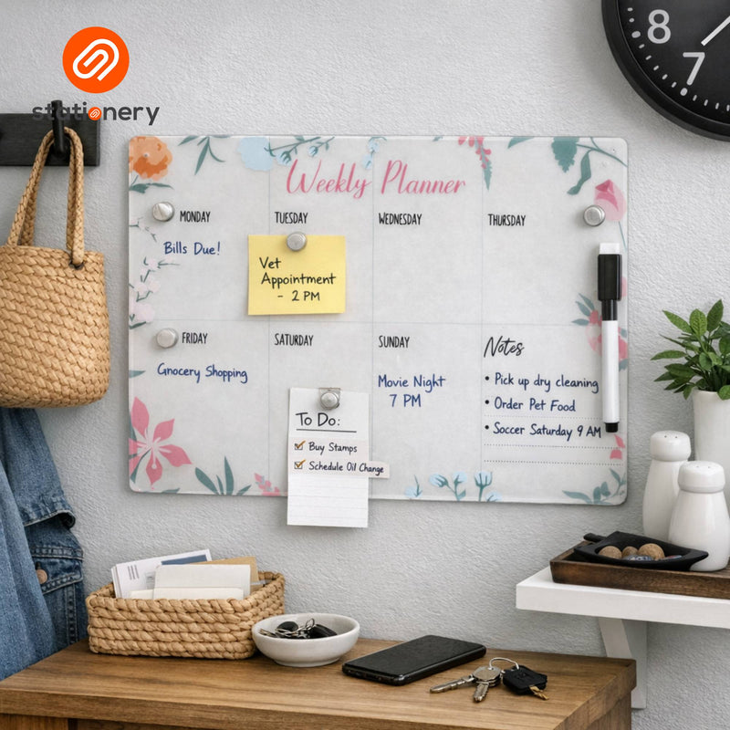Acrylic Whiteboard Floral Weekly Planner A4 - 30 x 20 cm-zoom-