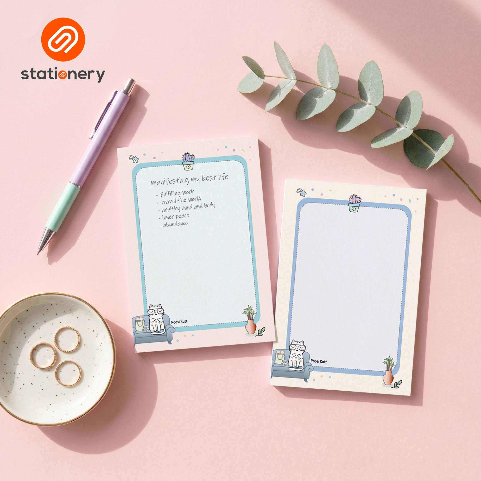 Poosi Katt Memo Pad 100lvs 2 pcs per Pack - 4x6"