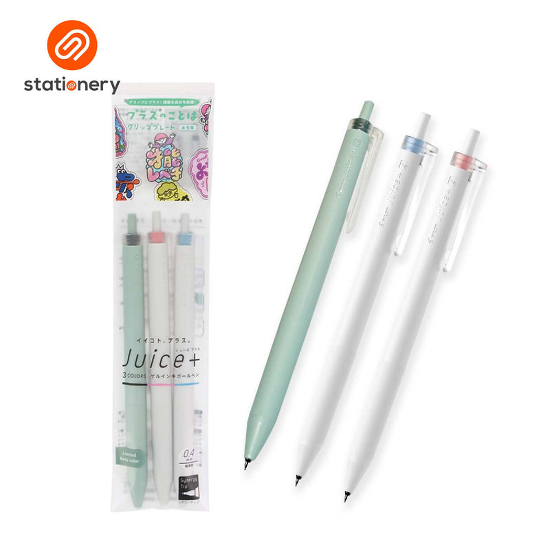 PILOT Juice+ Limited Edition 0.4mm Gel Pen 3-Color Set (with Uplifting Word Clip Plate)-zoom-