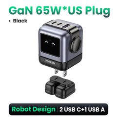 SSP-10101880:10101880f_UGREEN_ROBOT_65W_3-PORT_CHARGER_CD361-BLACK.jpg