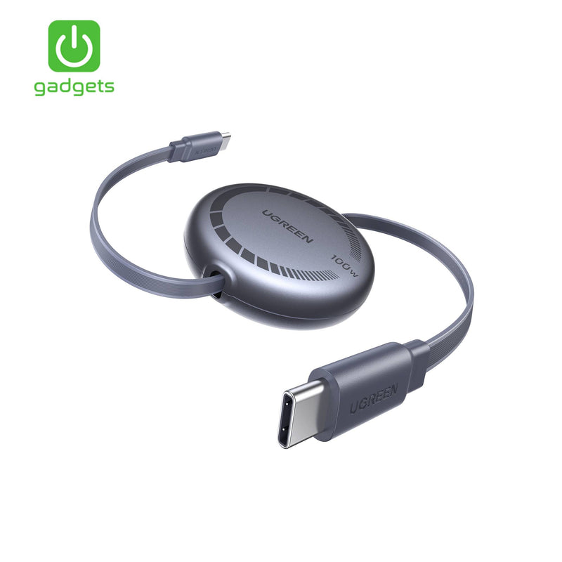 UGreen USB-C to USB-C PD Fast Charging Retractable Cable 100W Max - 1m-zoom-