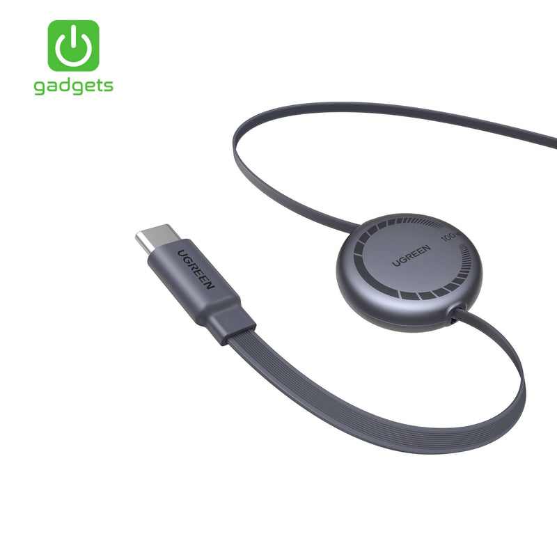 UGreen USB-C to USB-C PD Fast Charging Retractable Cable 100W Max - 1m-zoom-