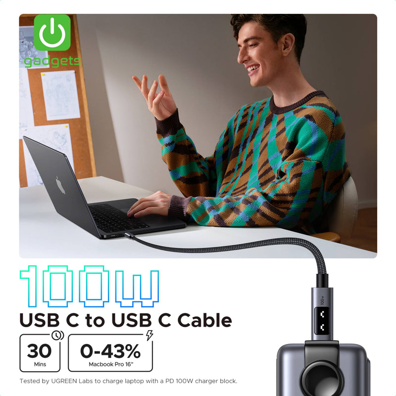 UGreen Uno USB-C to USB-C 100W PD Fast Charging Cable 1m-zoom-