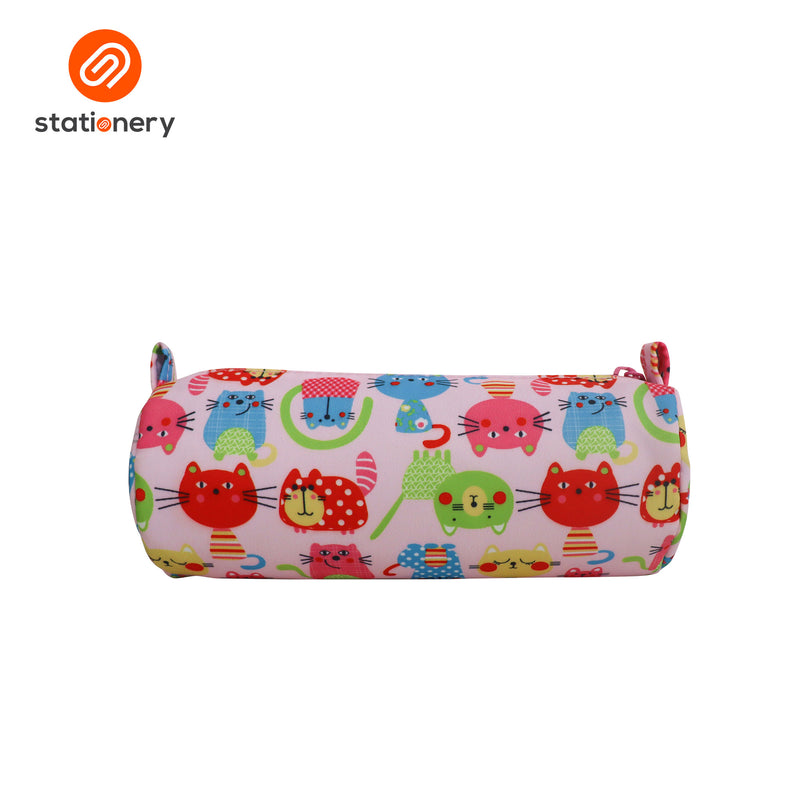 Cylindrical Single Zip Round Pencil Case-zoom-