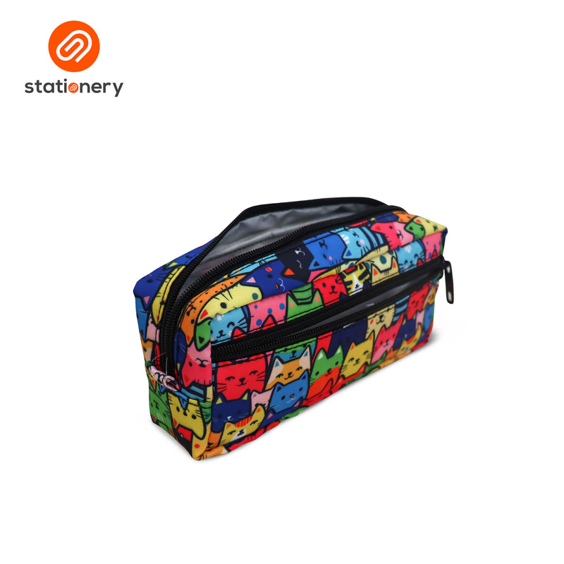 Multi Purpose Double Zip Pencil Case with Pocket-zoom-