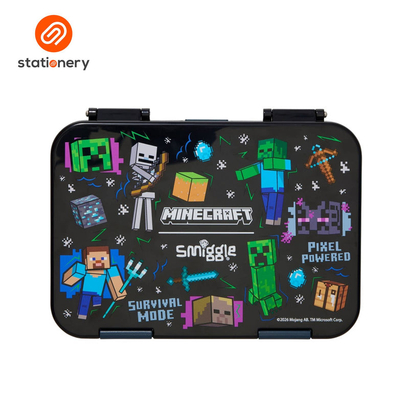 Smiggle Minecraft Medium Bento Lunchbox - Black-zoom-