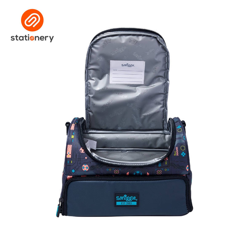 Smiggle Power Play Large Dual Strap Lunchbox - Dark Grey-zoom-