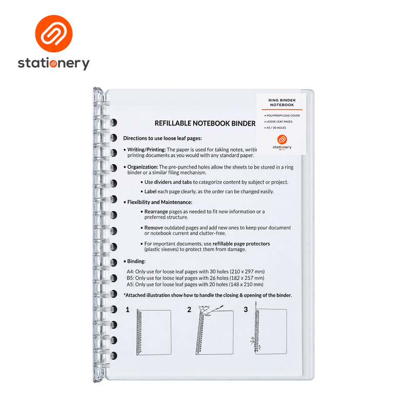 DIY Refillable Ring Binder Polypropylene Cover 20 Holes Notebook A5-zoom-