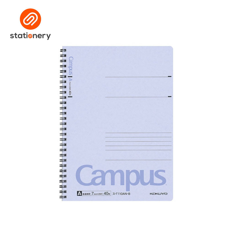 Kokuyo Campus Twin Ring Notebook B5 7mm Horizontally Ruled 40 Sheets - Blue-zoom-