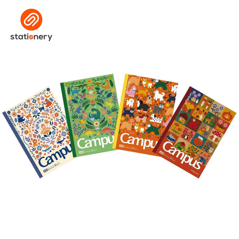 Kokuyo Campus Illustrator Series A5 Notebook 40P - Pack of 4-zoom-