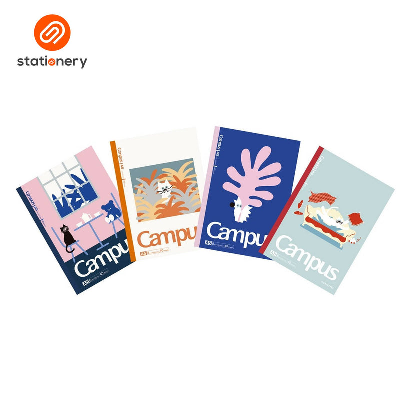 Kokuyo Campus Illustrator Series A5 Notebook 40P - Pack of 4-zoom-