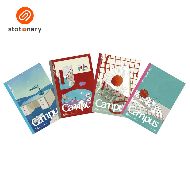 Kokuyo Campus Illustrator Series A5 Notebook 40P - Pack of 4-zoom-