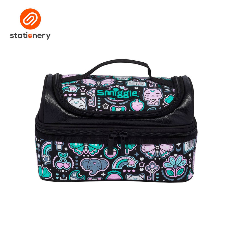 Smiggle Aspire Double Decker Lunchbox - Black Mix-zoom-