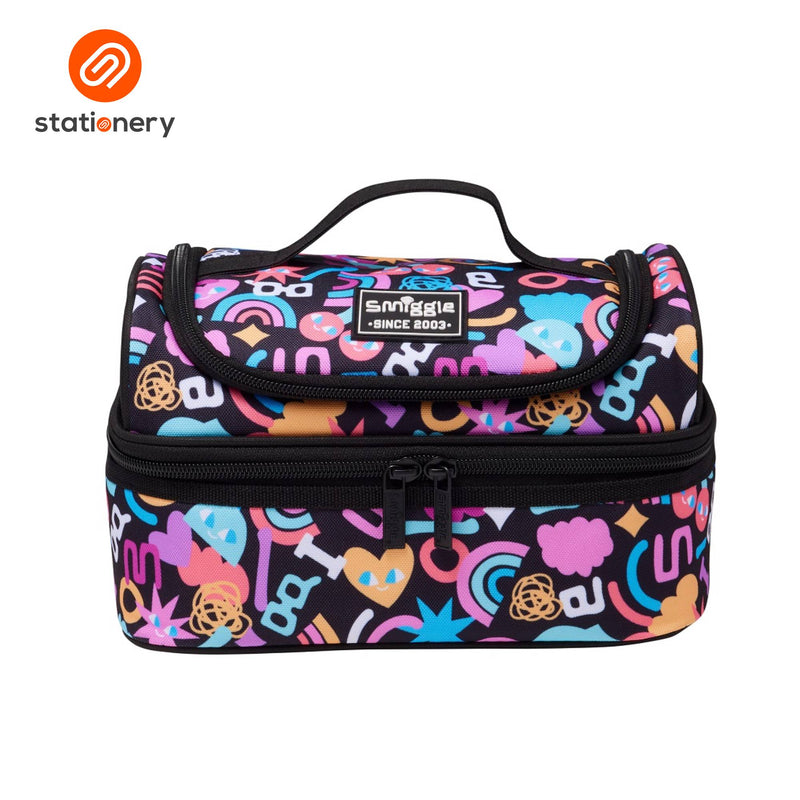 Smiggle Unreal Double Decker Lunchbox - Black Mix-zoom-