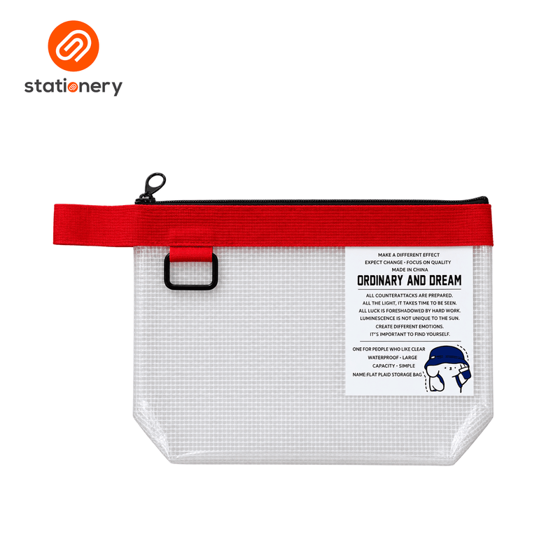 EVA Clear Plaid Grid Storage Pouch with Nylon Webbing Strap (27.5x3.5x19cm)-zoom-
