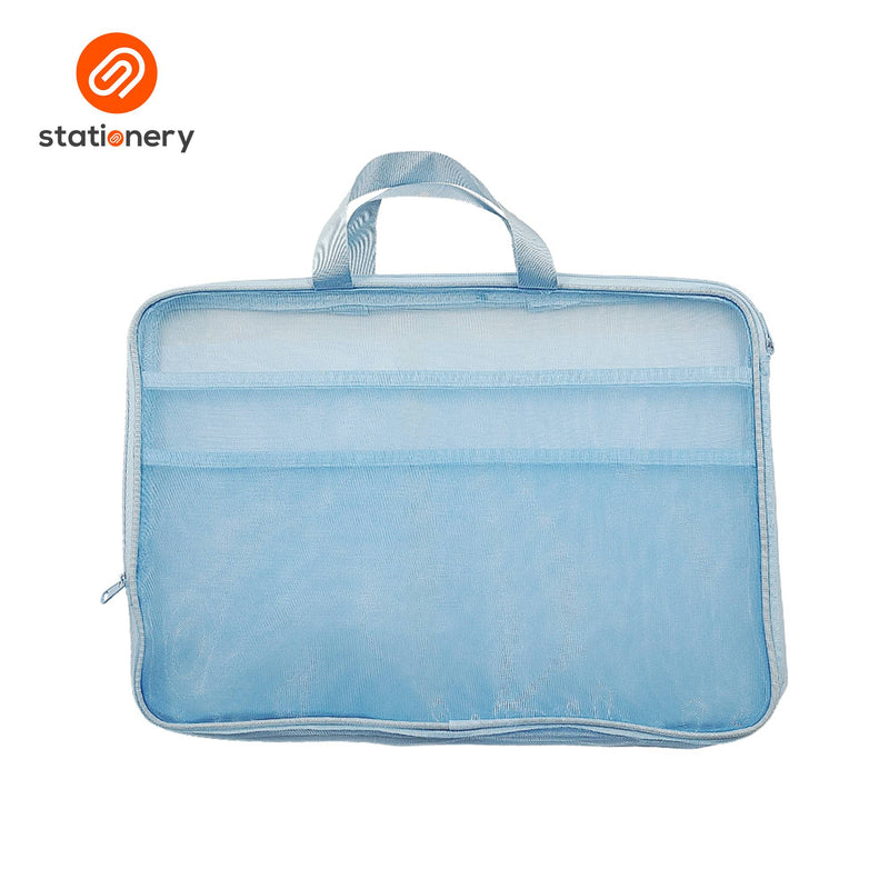 Translucent Mesh Zipper File Bag with Handles-zoom-