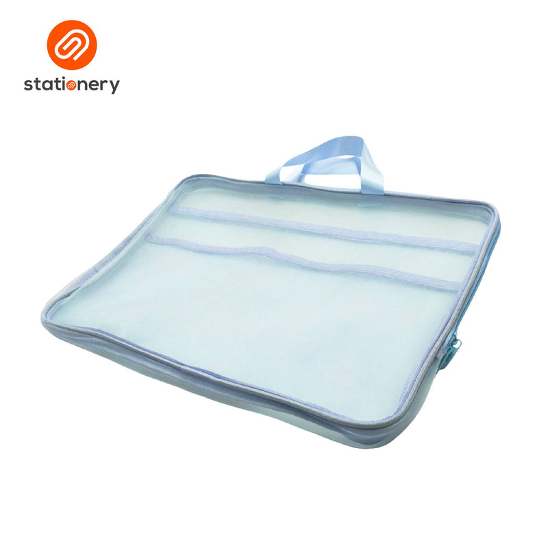 Translucent Mesh Zipper File Bag with Handles-zoom-