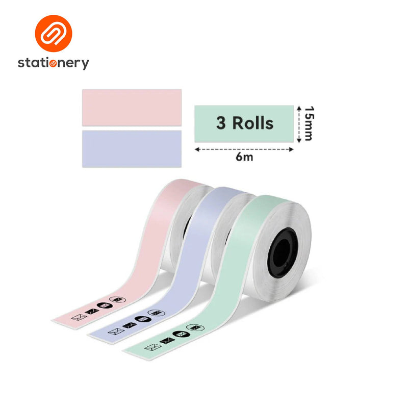 Phomemo Label Tape Colored Continuous Paper 15mmx6m 3 Rolls per Pack-zoom-