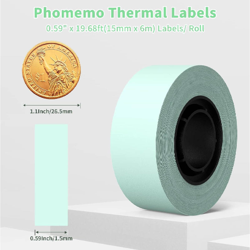 Phomemo Label Tape Colored Continuous Paper 15mmx6m 3 Rolls per Pack-zoom-