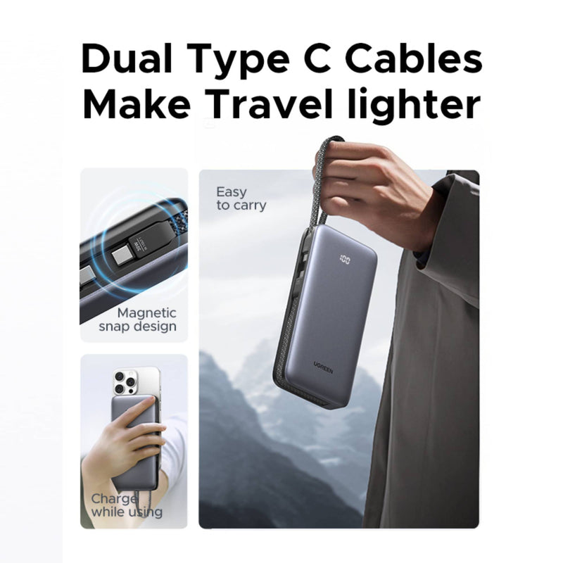 UGreen Power Bank with Built-in Cable 30W 20000mAh-zoom-