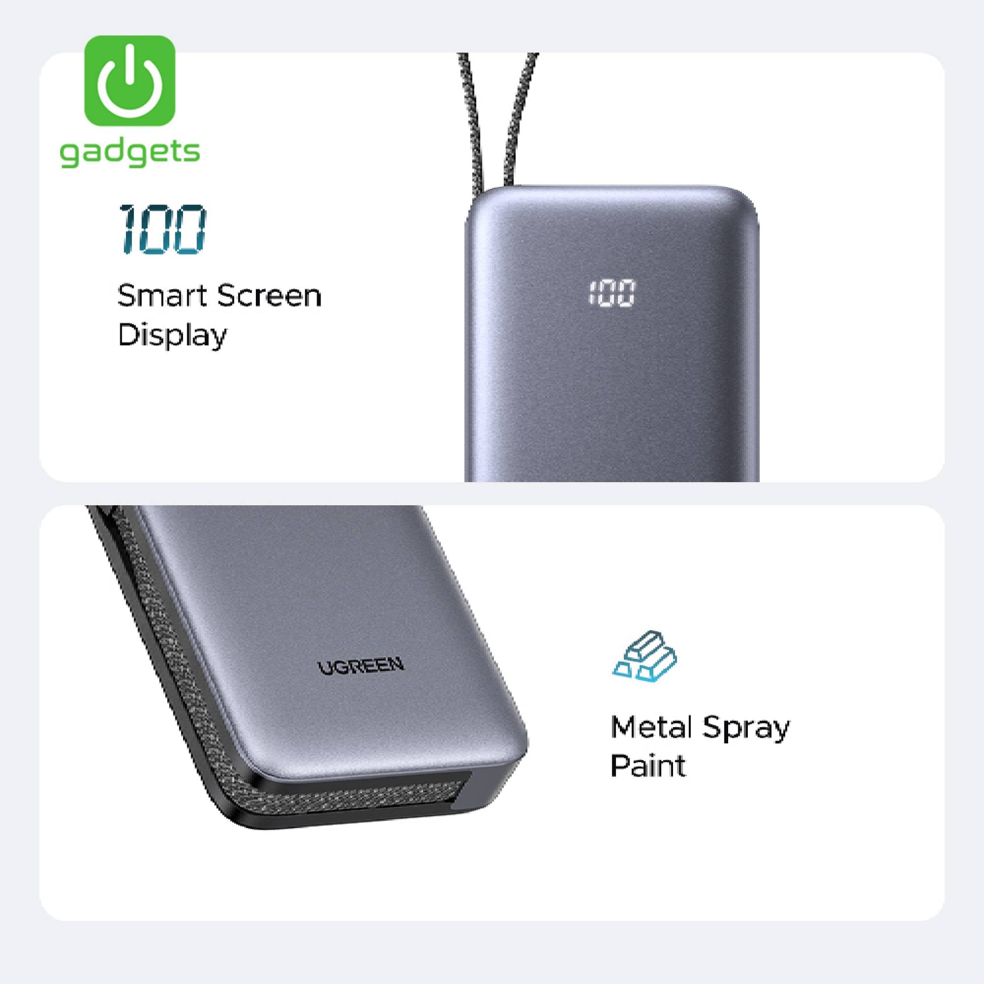 UGreen Power Bank with Built-in Cable 30W 20000mAh-9