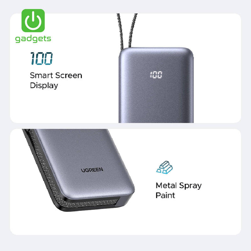 UGreen Power Bank with Built-in Cable 30W 20000mAh-zoom-