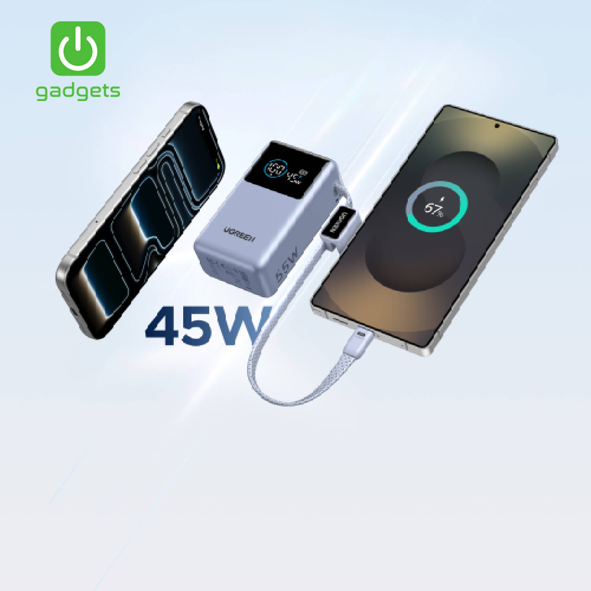 UGReen Nexode 55W 1C1A Power Bank with 1*55W Build-in Cable - 10000mAh-zoom-9
