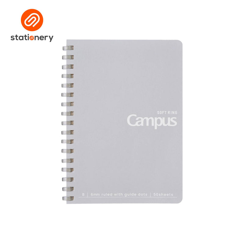 Kokuyo Campus Soft Ring Notebook A6 Dotted Ruled 6mm 50 Sheets-zoom-