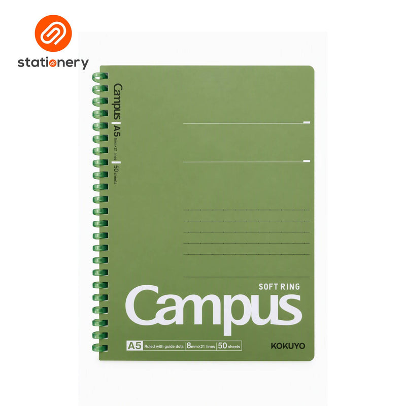 Kokuyo Campus Soft Ring Notebook A5 Dotted Ruled 8mm 50 Sheets-zoom-
