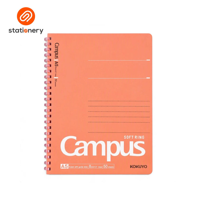 Kokuyo Campus Soft Ring Notebook A5 Dotted Ruled 8mm 50 Sheets-zoom-