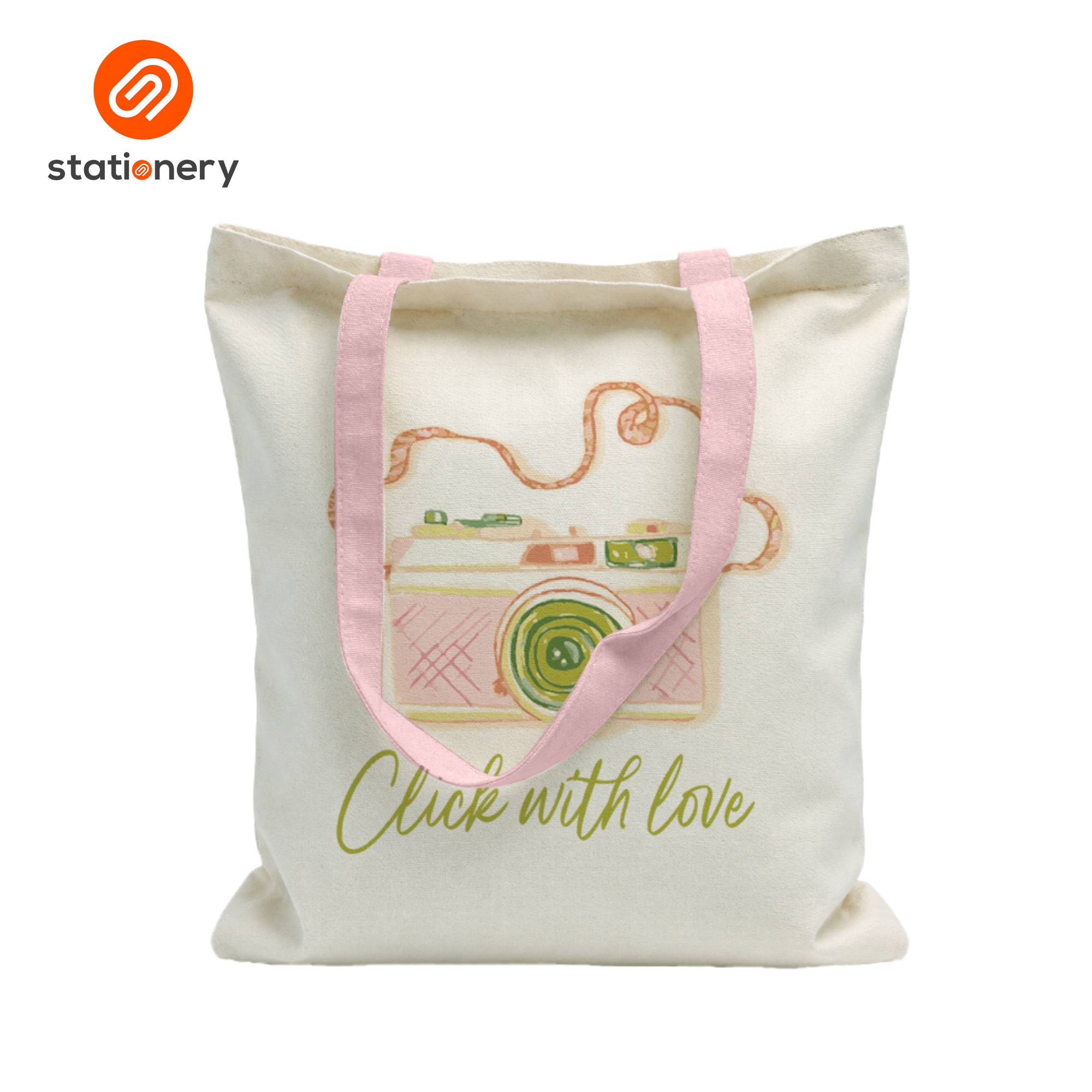 Canvas Tote Bag with Zipper - Colored Handles-zoom-2