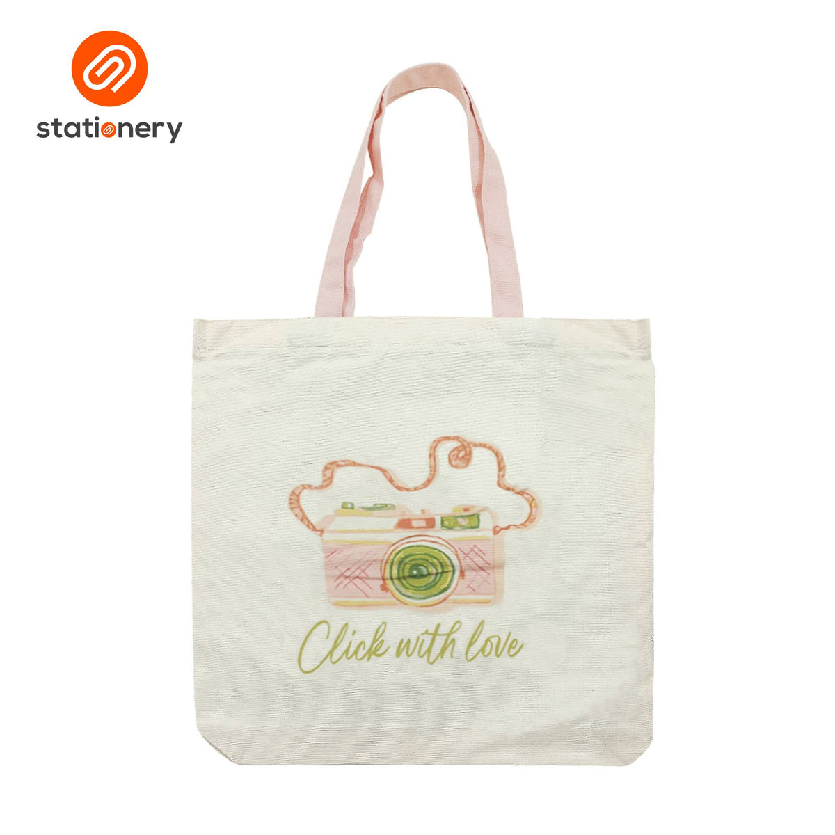 Canvas Tote Bag with Zipper - Colored Handles-4