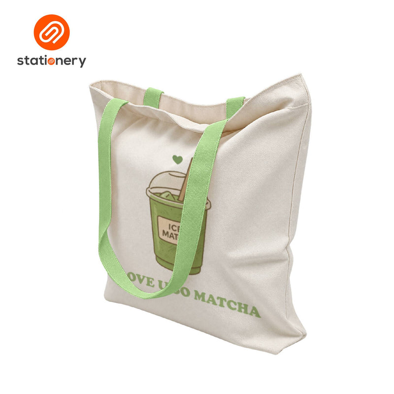 Canvas Tote Bag with Zipper - Colored Handles-zoom-